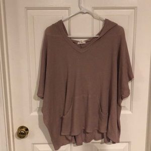 Waffle knit top- mauve color